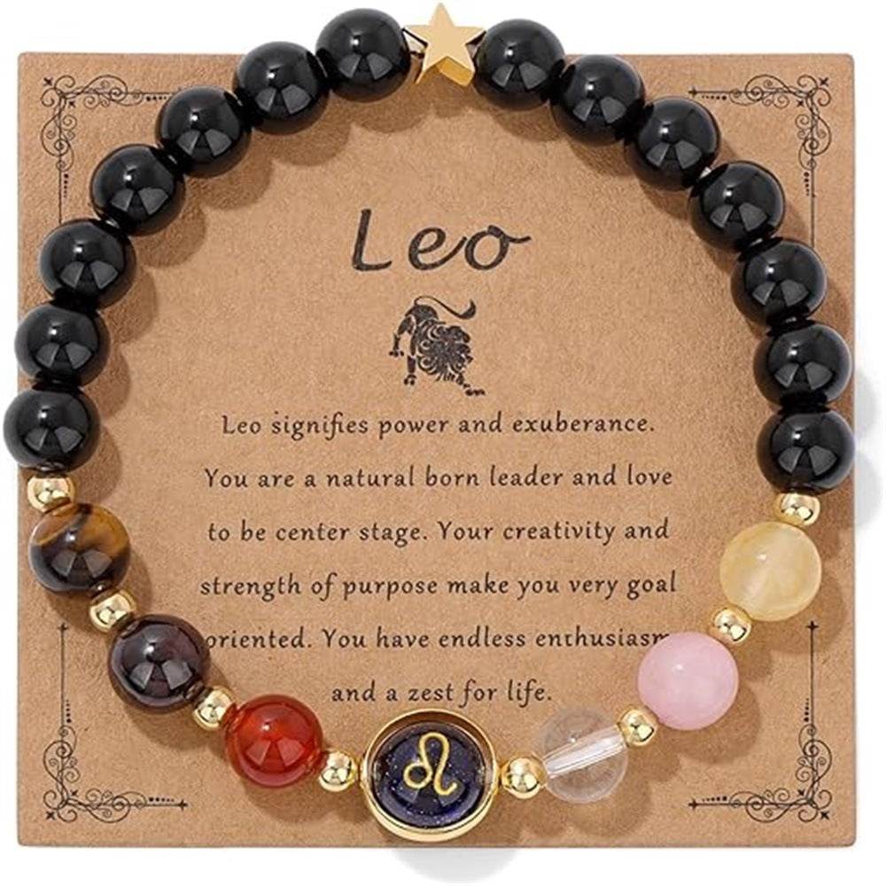 12 Constellation Beaded Bracelet Men And Women Natural Stone - Mubimart