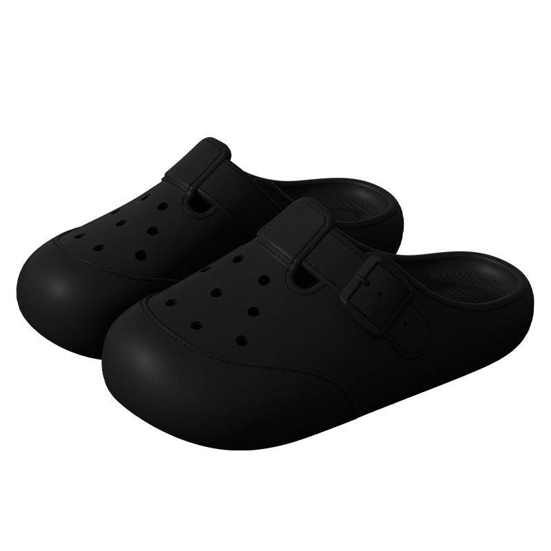New Hole Shoes Summer Buckle Baotou Slippers Outerdoor Garden Clogs Shoes Indoor Non-Slip Floor Home Slipper - Mubimart