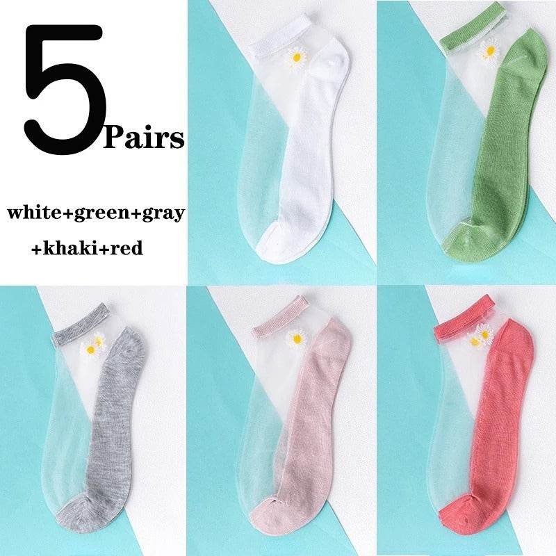 Women's Low-cut Liners Transparent Spun Glass Thin Socks - Mubimart