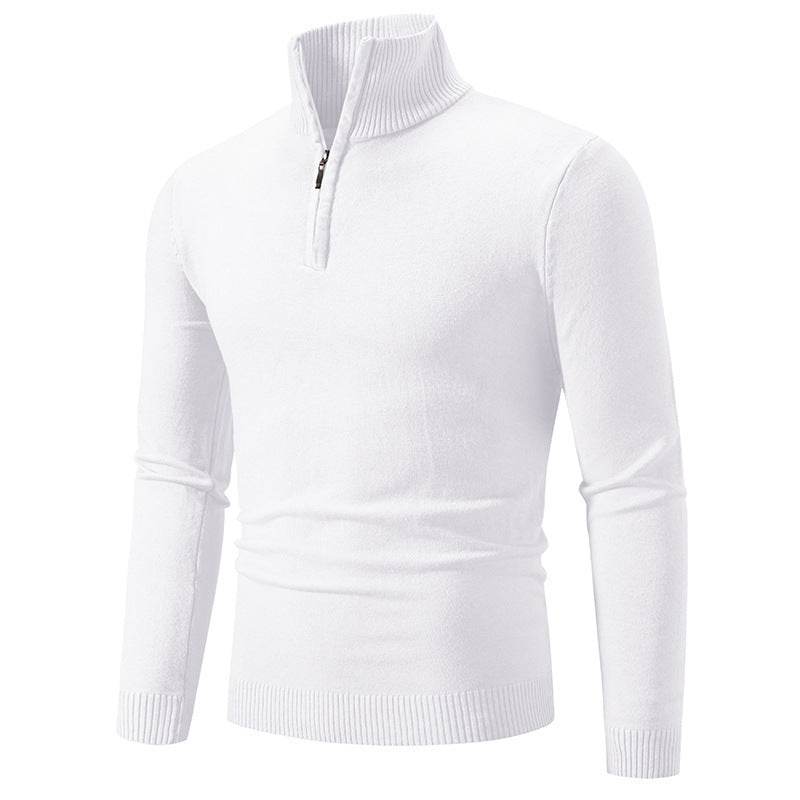 Zip-up Turtleneck Pullover Men's Long Sleeved Sweater - Mubimart