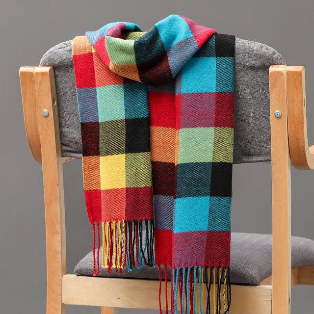 Mens And Girls Neckwear Cashmere Check Childrens Scarf - Mubimart