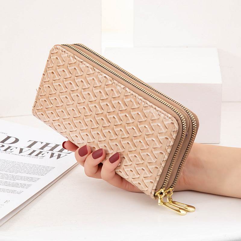 Large Capacity Double Layer Bright Leather Striped Mobile Phone Bag - Mubimart