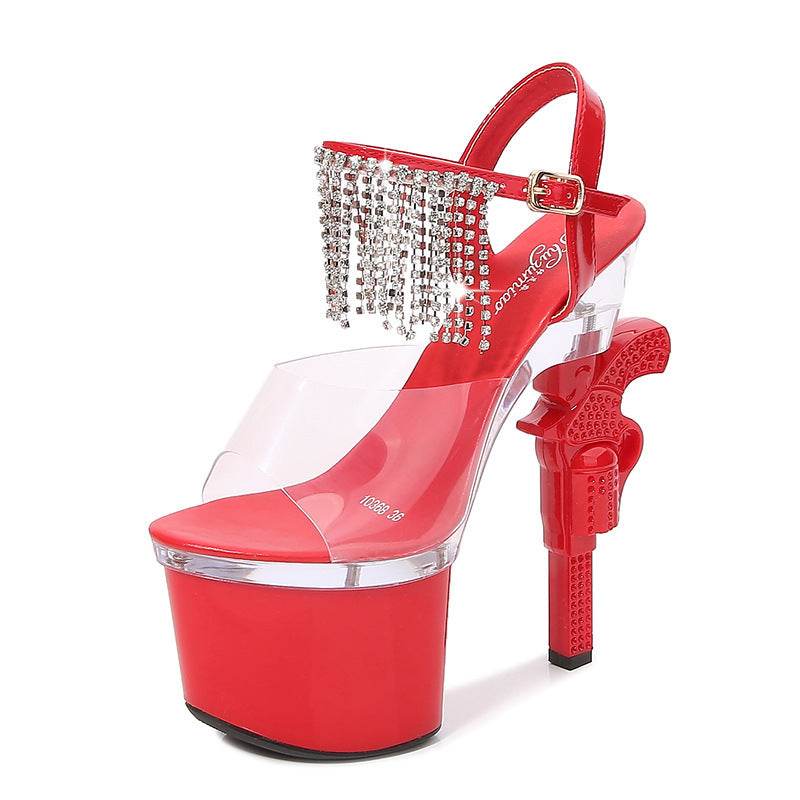 Muffin Sandals Super High Heels Transparent High Heels - Mubimart