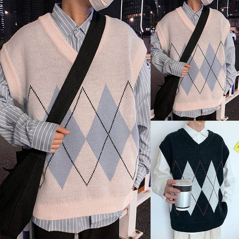 V-neck all-match coat sweater vest - Mubimart
