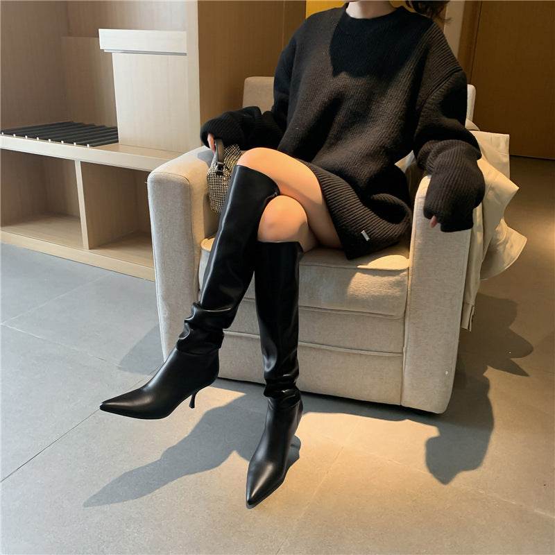 Over the knee pointed toe stiletto boots - Mubimart