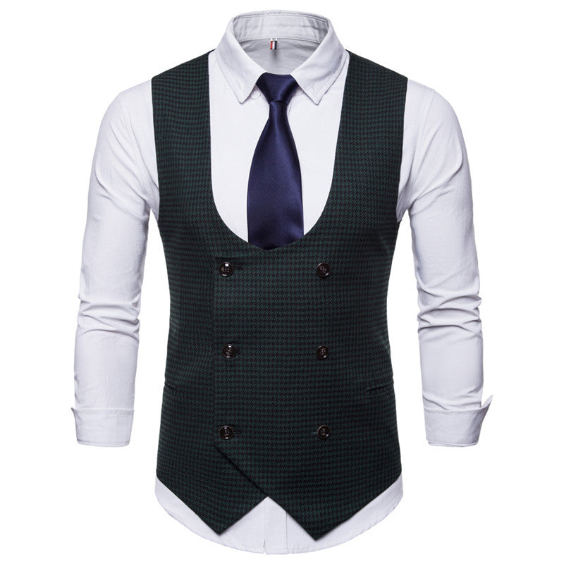 Houndstooth Men's Fashion Casual Vest Slim Suit Vest Hot Sale