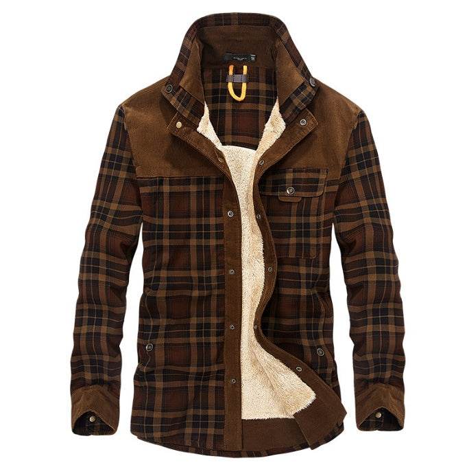 Winter Jacket Men Thicken Warm Fleece Jackets Coats Pure Cotton Plaid Jacket Military Clothes - Mubimart