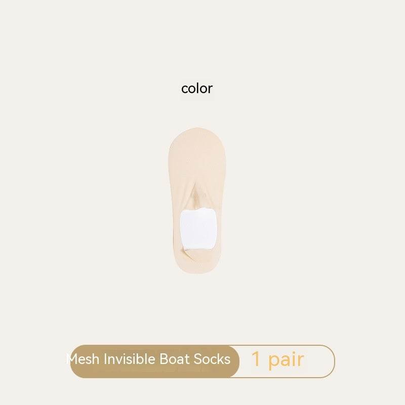 Women's Mesh Boat Socks Summer Thin Cotton Bottom Non-slip Tight Ice Silk Arbitrary Cut Women's Low Cut Invisible Socks - Mubimart