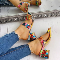 Toe Women's Multicolor Wedge Heels