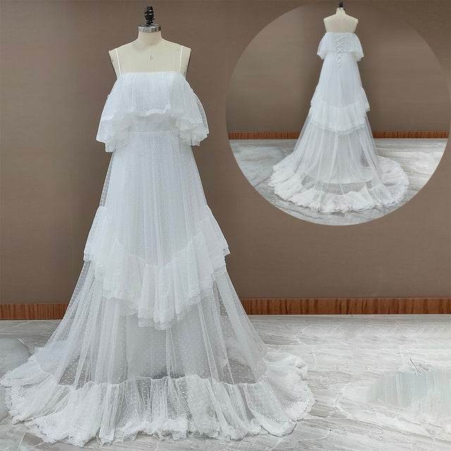 Women's Fashion Polka Dot Wedding Dresses - Mubimart