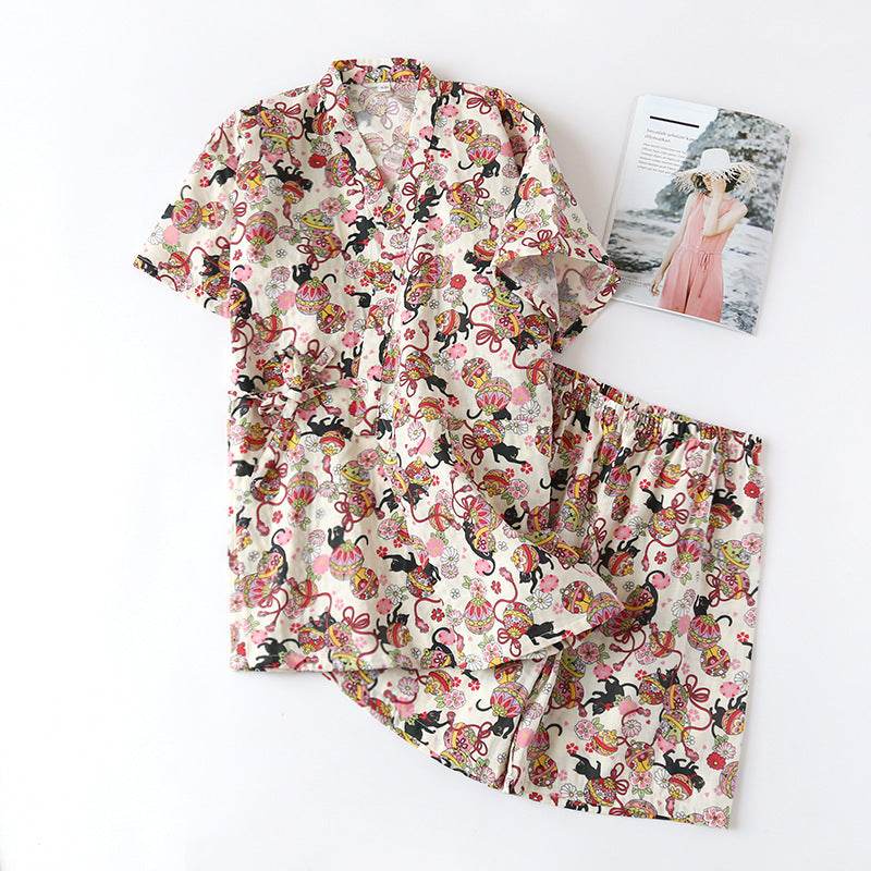 Women's Fashion Cotton Loungewear Two-piece Suit - Mubimart