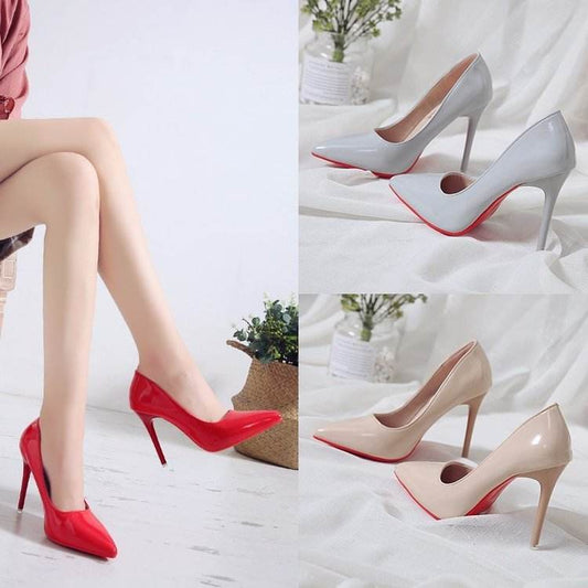 Pointed pumps high heels work shoes - Mubimart