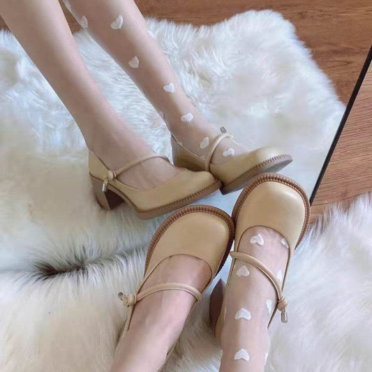 Women's Retro French Mary Jane High Heels - Mubimart