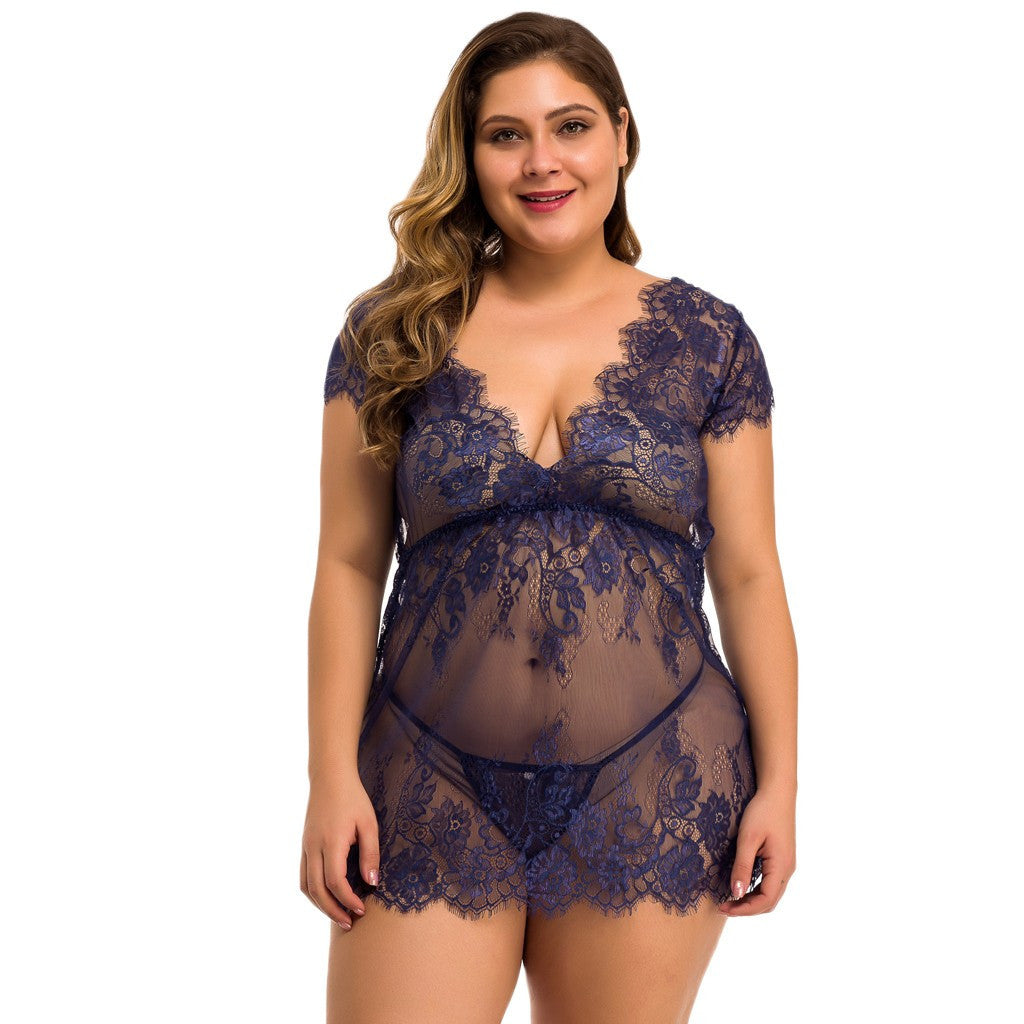 Full size sexy lingerie full lace - Mubimart -  