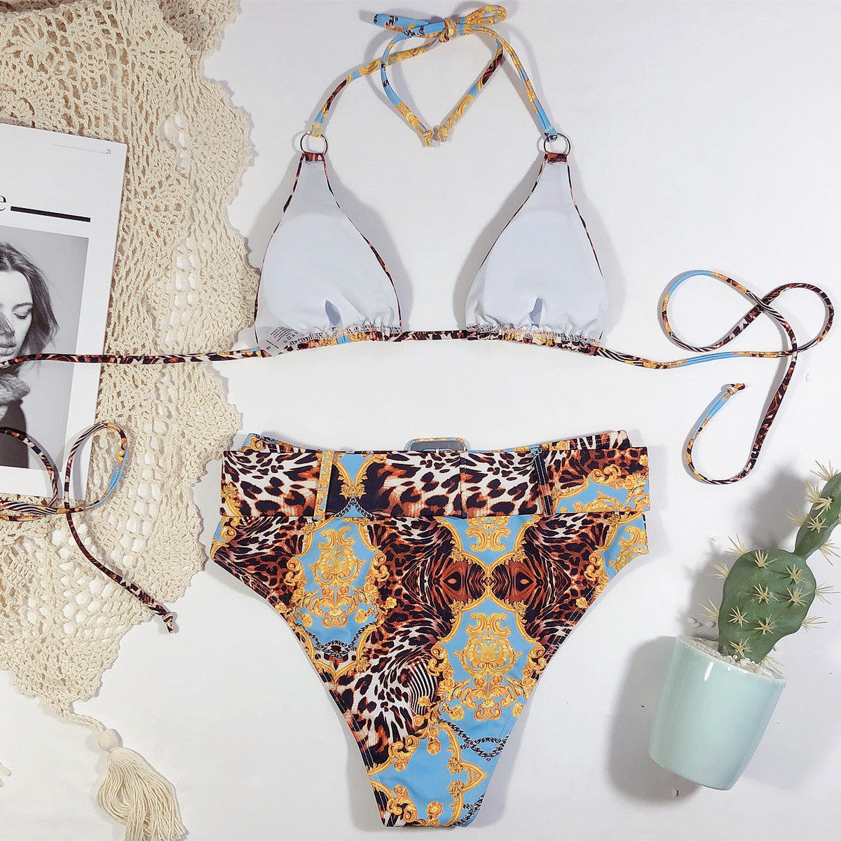 Printed halter bikini - Mubimart -  