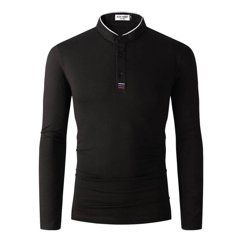 Men's Clothing Men's Long Sleeve Stand Collar Polo Shirt Polo Shirt - Mubimart