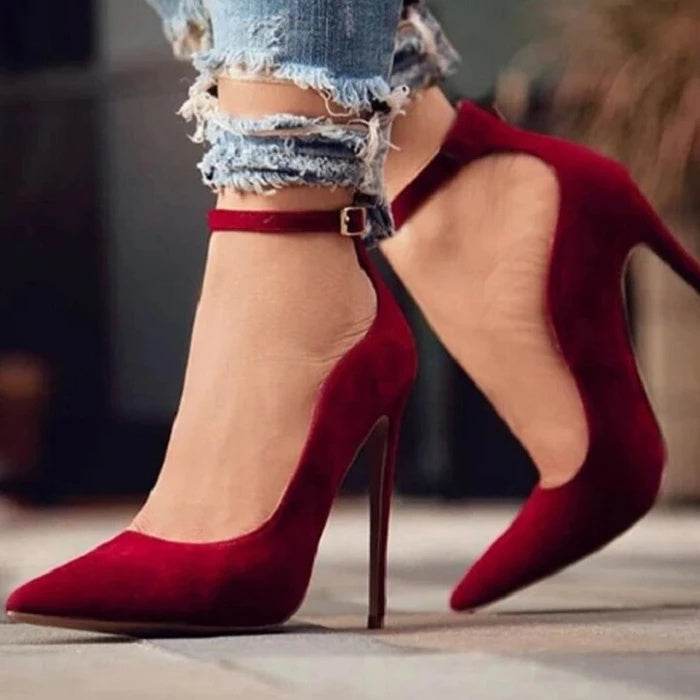 Buckle pointed high heels - Mubimart