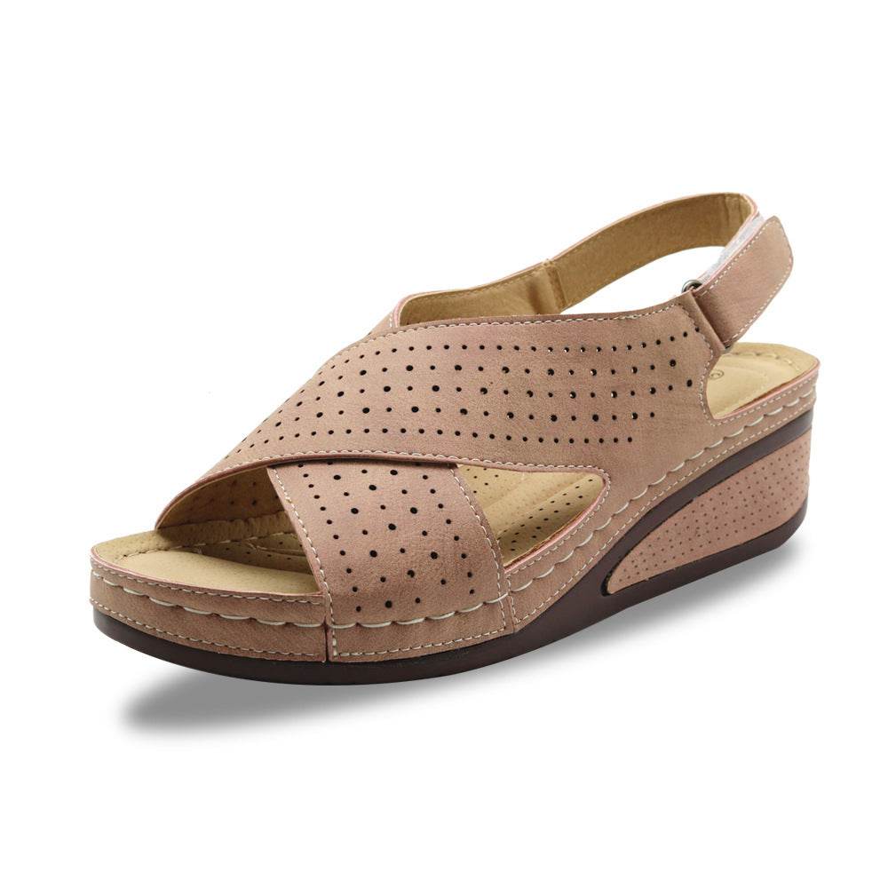 Platform sandals with rounded wedge heels - Mubimart