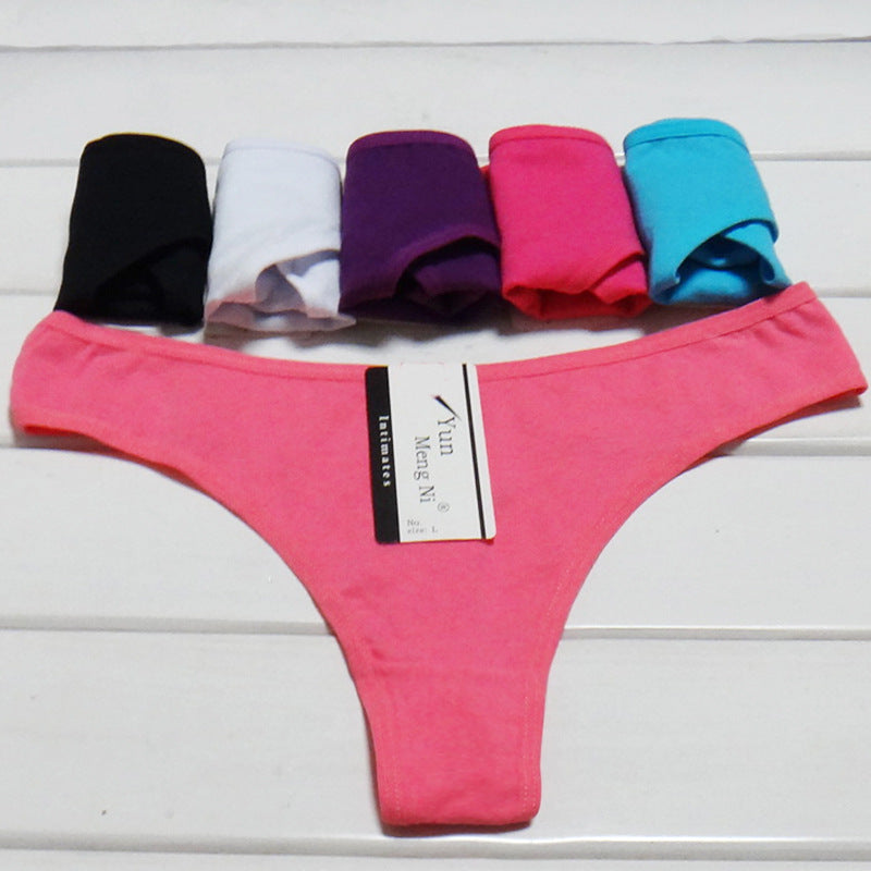 Solid Color Cotton Women's Thong - Mubimart - Woman Thong 