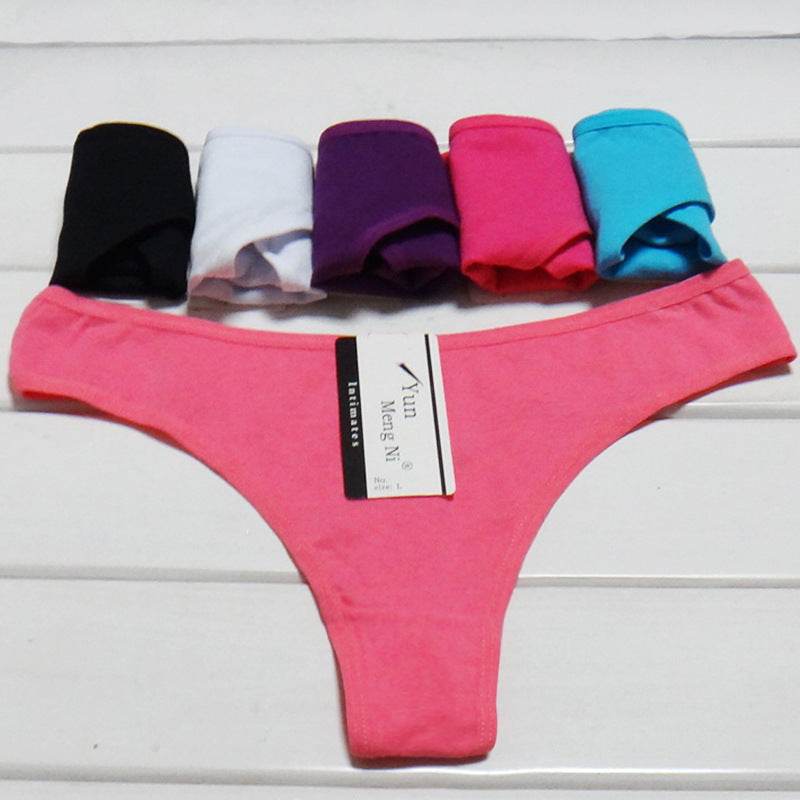 Solid Color Cotton Women's Thong - Mubimart