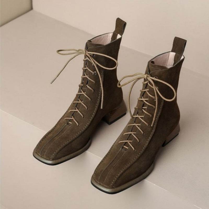 Women's All-match Square Toe Martin Boots - Mubimart