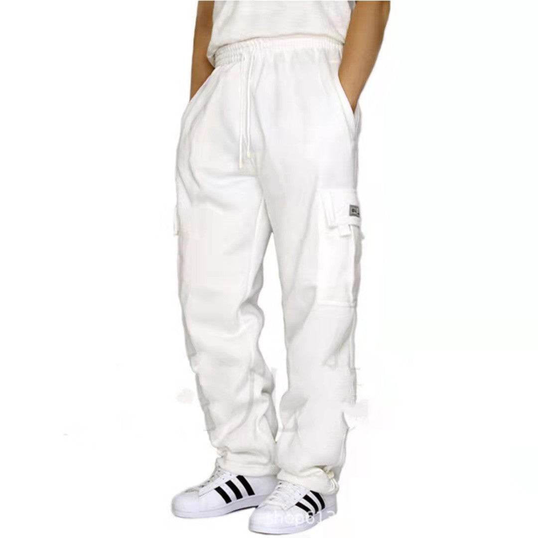 Men Pants Sweatpants Stretch Elastic Waist Jogger Sports Pants Drawstring Trousers Fashion Mens Clothing - Mubimart