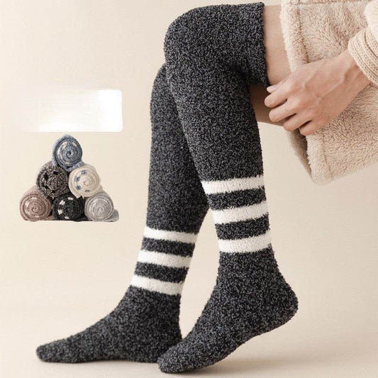 Coral Fleece Socks Men's Knee High Socks Plush Thick Socks - Mubimart