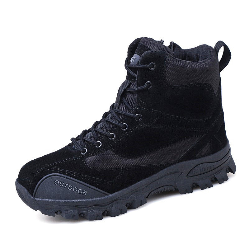 Herren Warme Schneestiefel Rindsleder Militärschuhe Herren Wasserdichte Winterstiefel