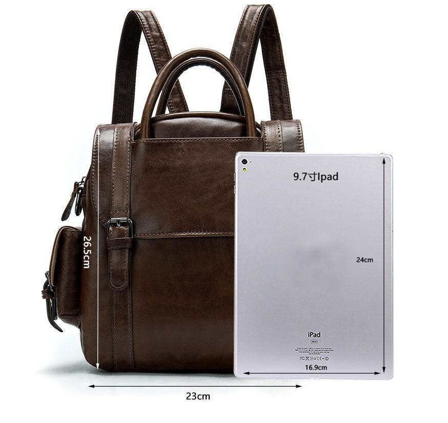 Multifunctional Retro Leather Backpack Women - Mubimart