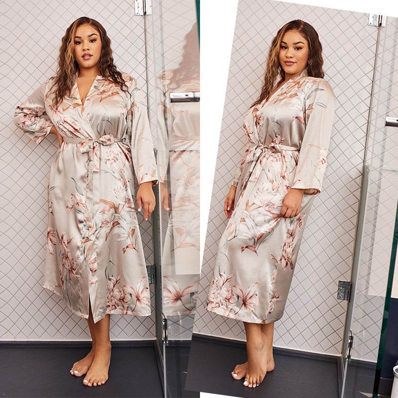 Plus Size Pajamas Women's Thin Fashion Printed Nightgown - Mubimart