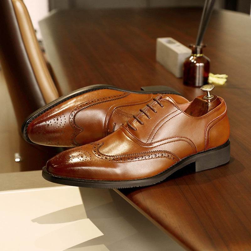 Men's Leather Shoes Shoes Rubber Sole Leather Shoes Oxford Shoes - Mubimart
