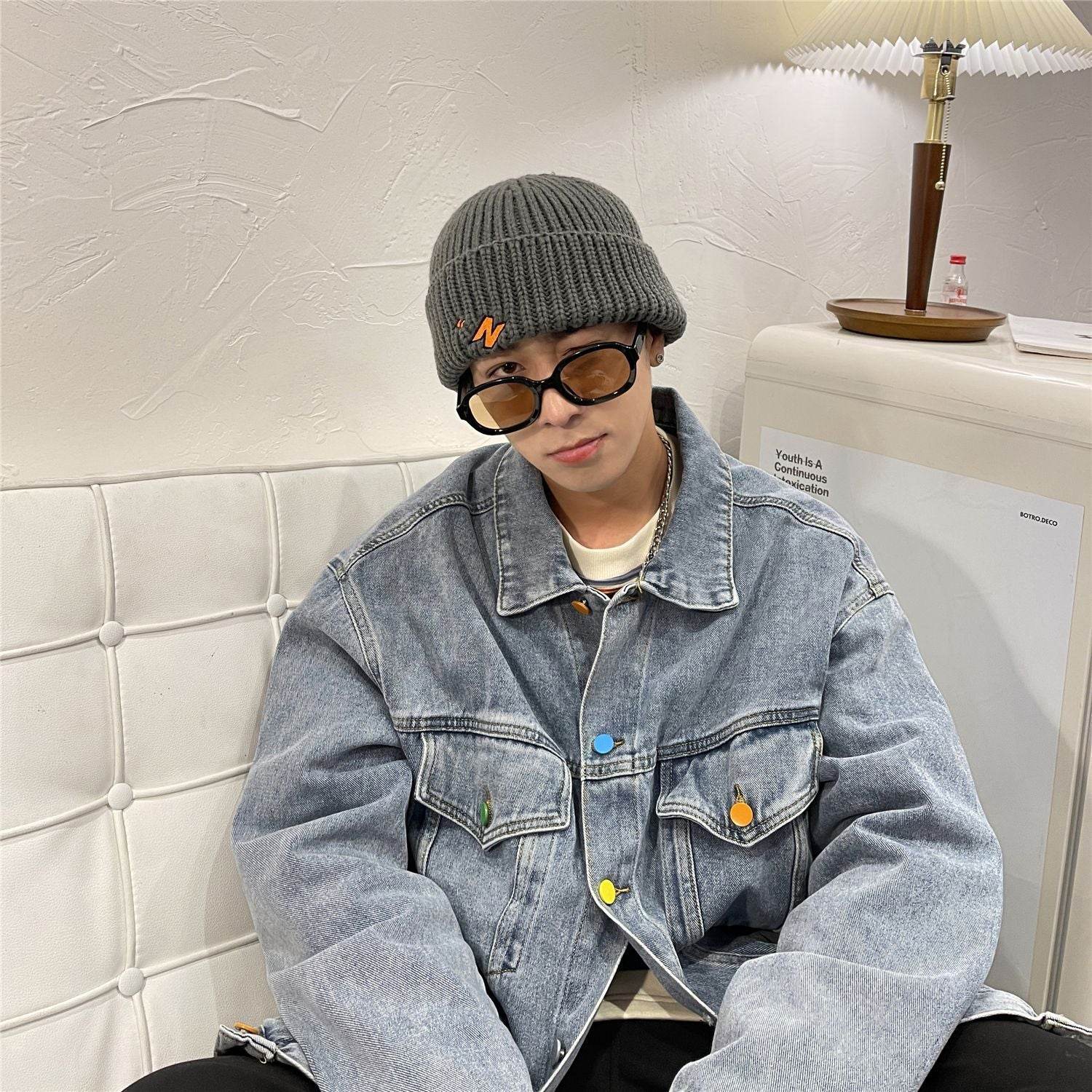 Mens Vintage Fashion Loose Denim Jacket - Mubimart
