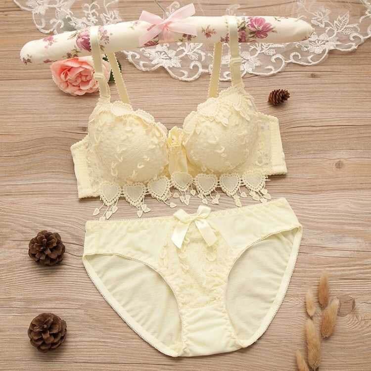 Thin Lace Push Up Adjustable Bra Set - Mubimart