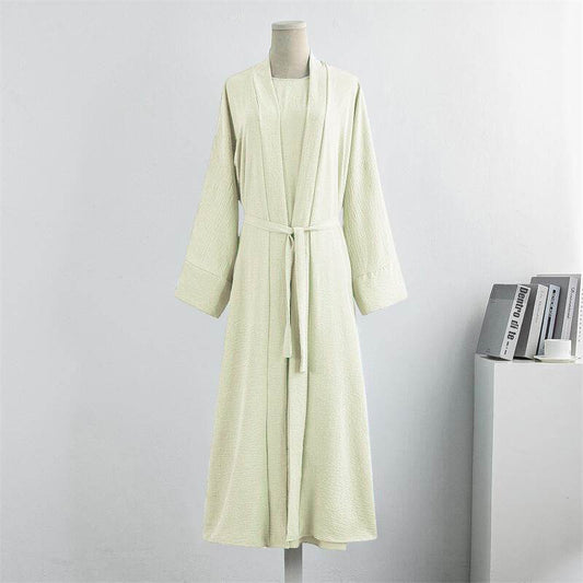 Turkey Dubai Robe Plus Size Solid Color Dress Two-piece Set - Mubimart