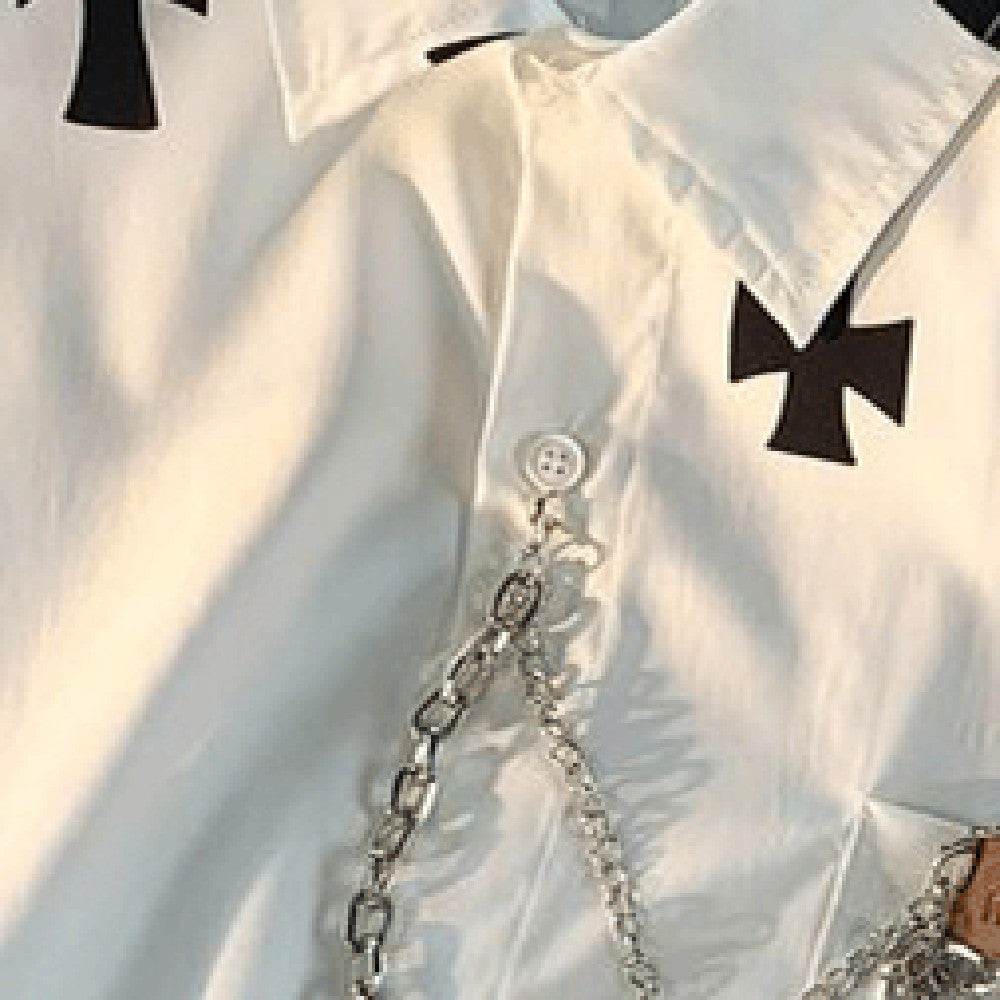 Fashion White Casual Shirt Jacket - Mubimart