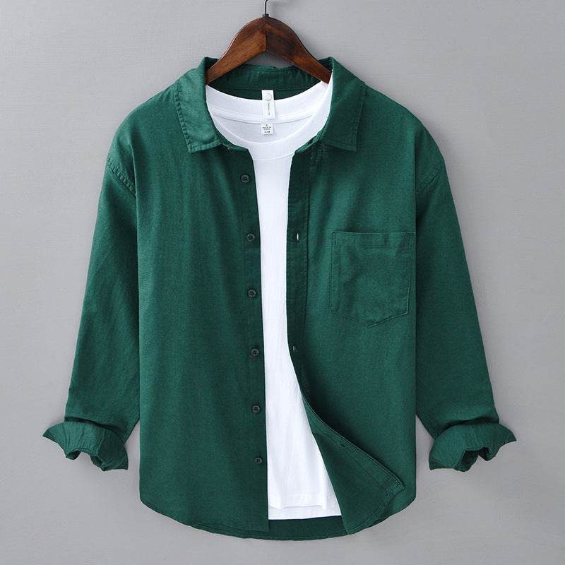 Long LinenMens Linen Shirts Sleeves Casual All-matching Cotton Linen Shirt - Mubimart
