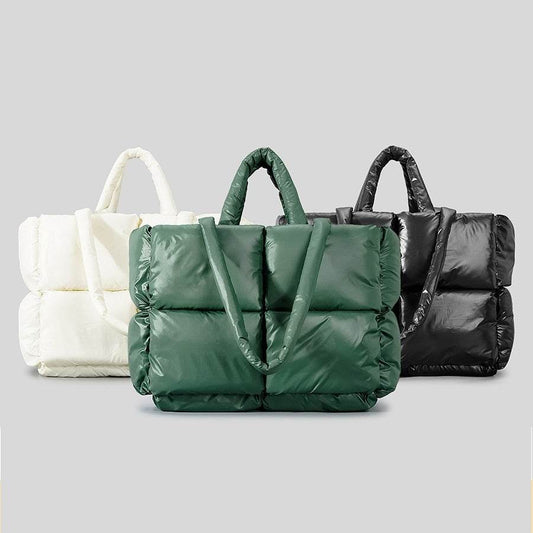 Simple Thickened Shoulder Crossbody New Plus Size Down Cotton Handbag For Women - Mubimart