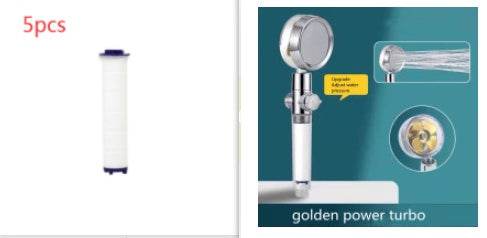 Shower Head Water Saving Flow 360 Degrees Rotating With Small Fan ABS Rain - Mubimart