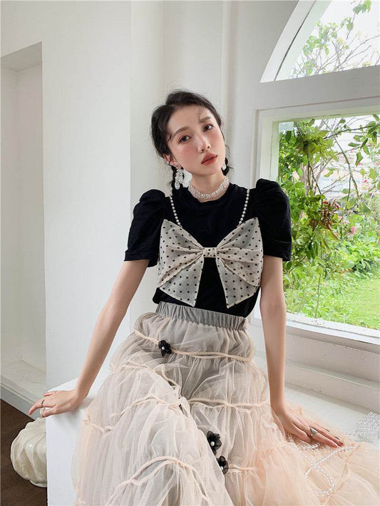 Bow Knot Plus Size Sweater Dress Women's Skirt Vest Two-piece Set - Mubimart