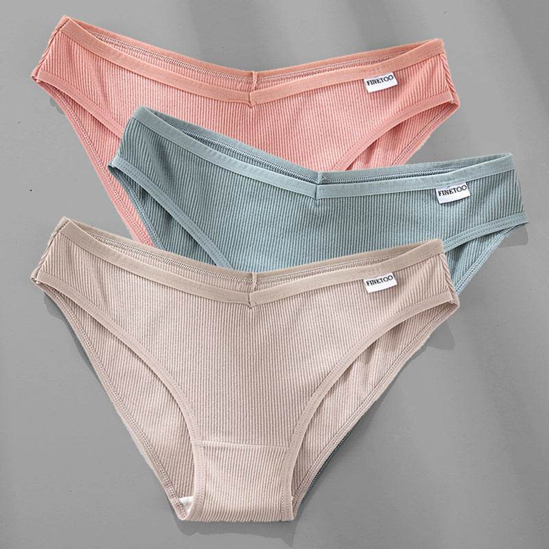 3PCS M-4XL Cotton Panties Female Underwear Sexy Women Briefs - Mubimart