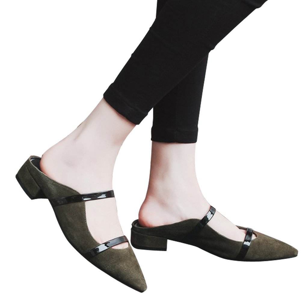 Pointed Toe Strap Flat Casual Shoes - Mubimart