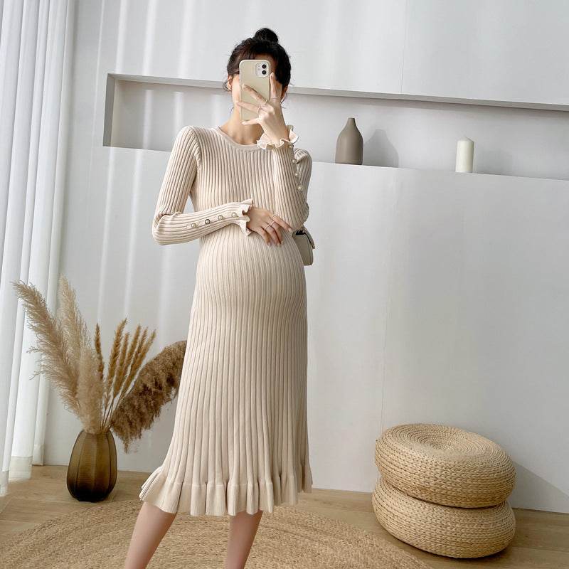 New Style Maternity Sweater Knitted Dress - Mubimart