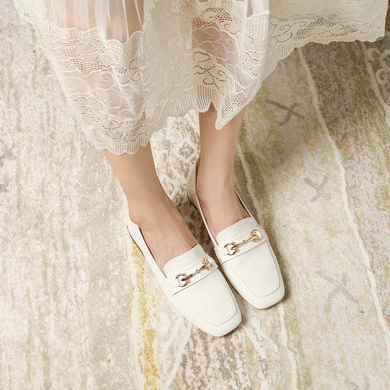 Spring And Autumn Mid-heel Women's Shoes One-foot Loafers Women - Mubimart