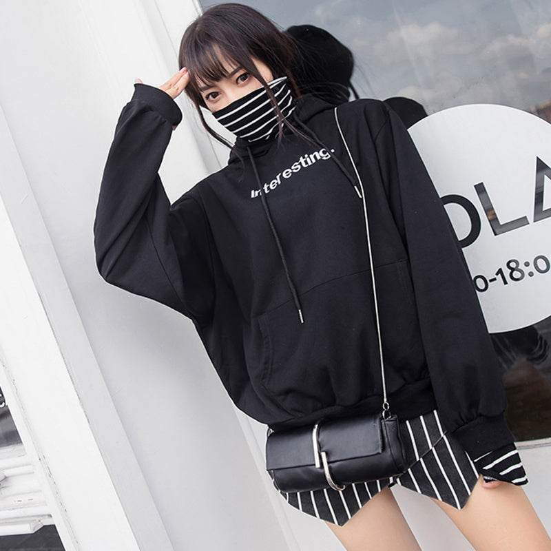 Harajuku striped turtleneck hoodies women kpop autumn long sleeve pullover female students oversize plus size tops sweatshirts - Mubimart