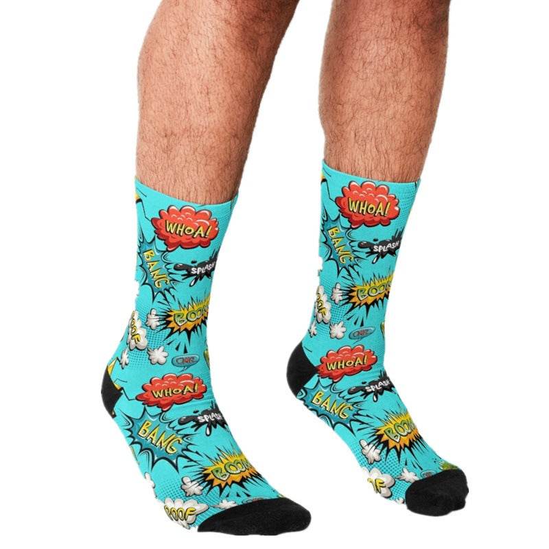 Men's Cartoon Unique Europe And America Cross Border Athletic Socks Digital Printing Lovers' Socks - Mubimart