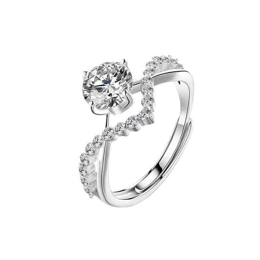 Fashion Sterling Silver Moissanite Ring Women