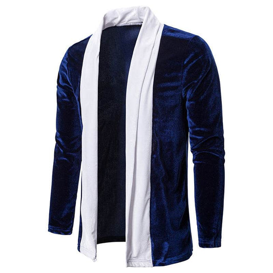 Ouma Mens Placket Hit Color Personality Jacket Cardigan Jacket - Mubimart