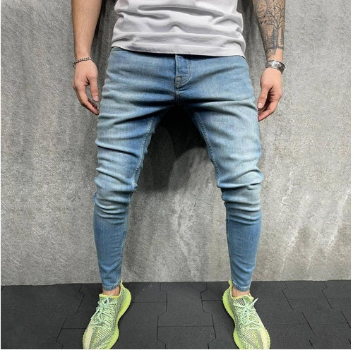 Modische, hellblaue, zerrissene Slim Fit Jeans