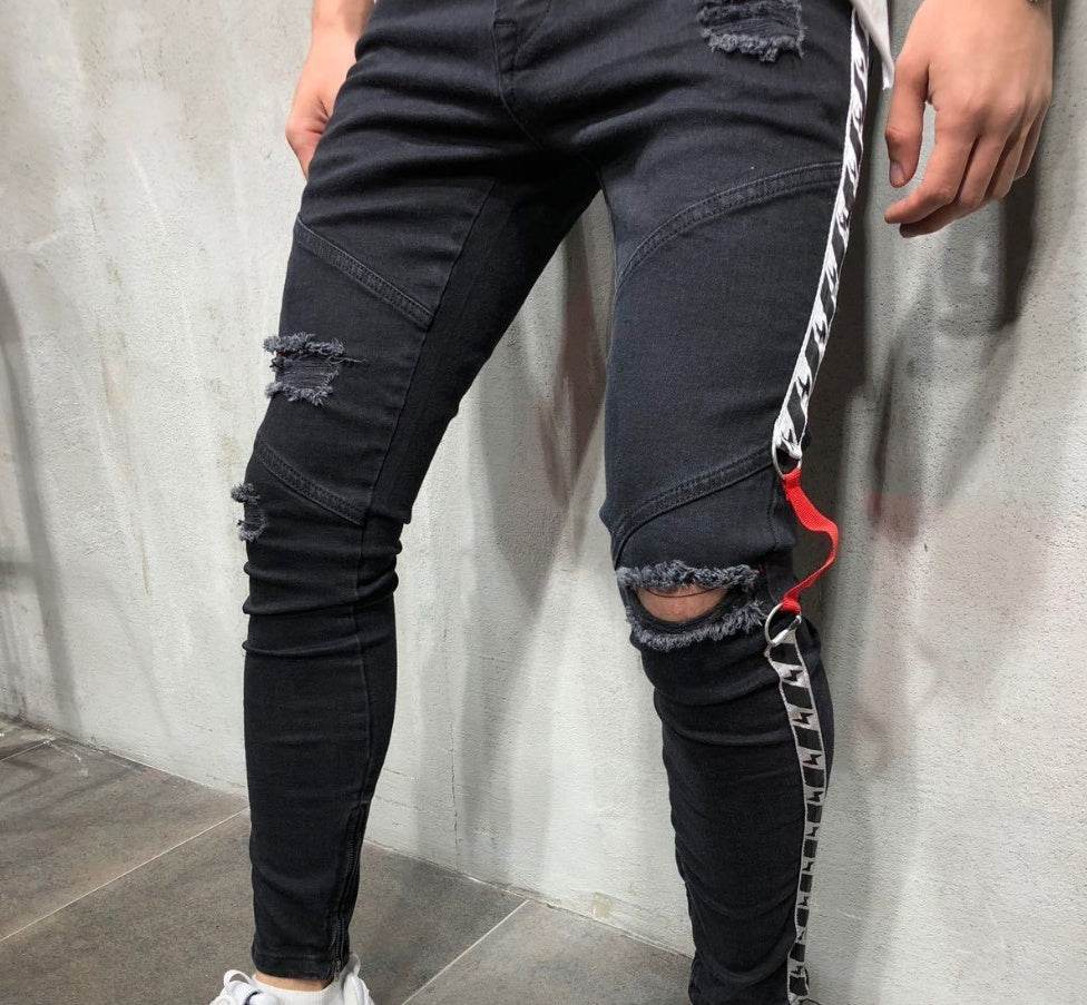 Shredded feet jeans - Mubimart
