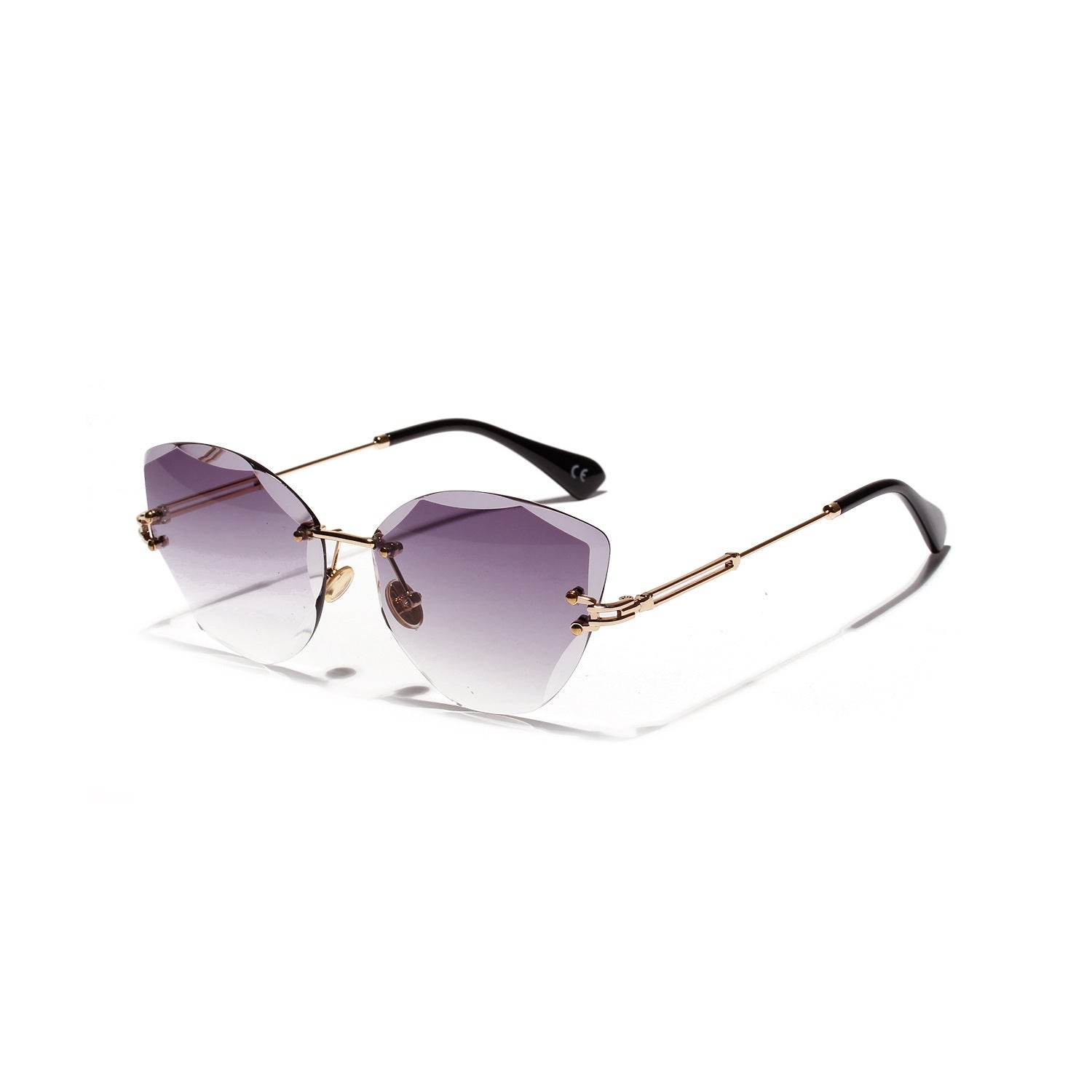 Cat Eye Retro Sunglasses Women Diamond Cut Glasses - Mubimart